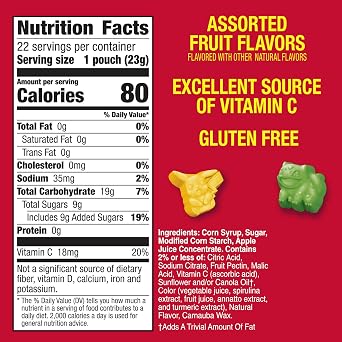 Pokemon Fruit Flavored Snacks, Fat Free and Gluten Free Snacks, 17.6 oz (22 Pouches)
