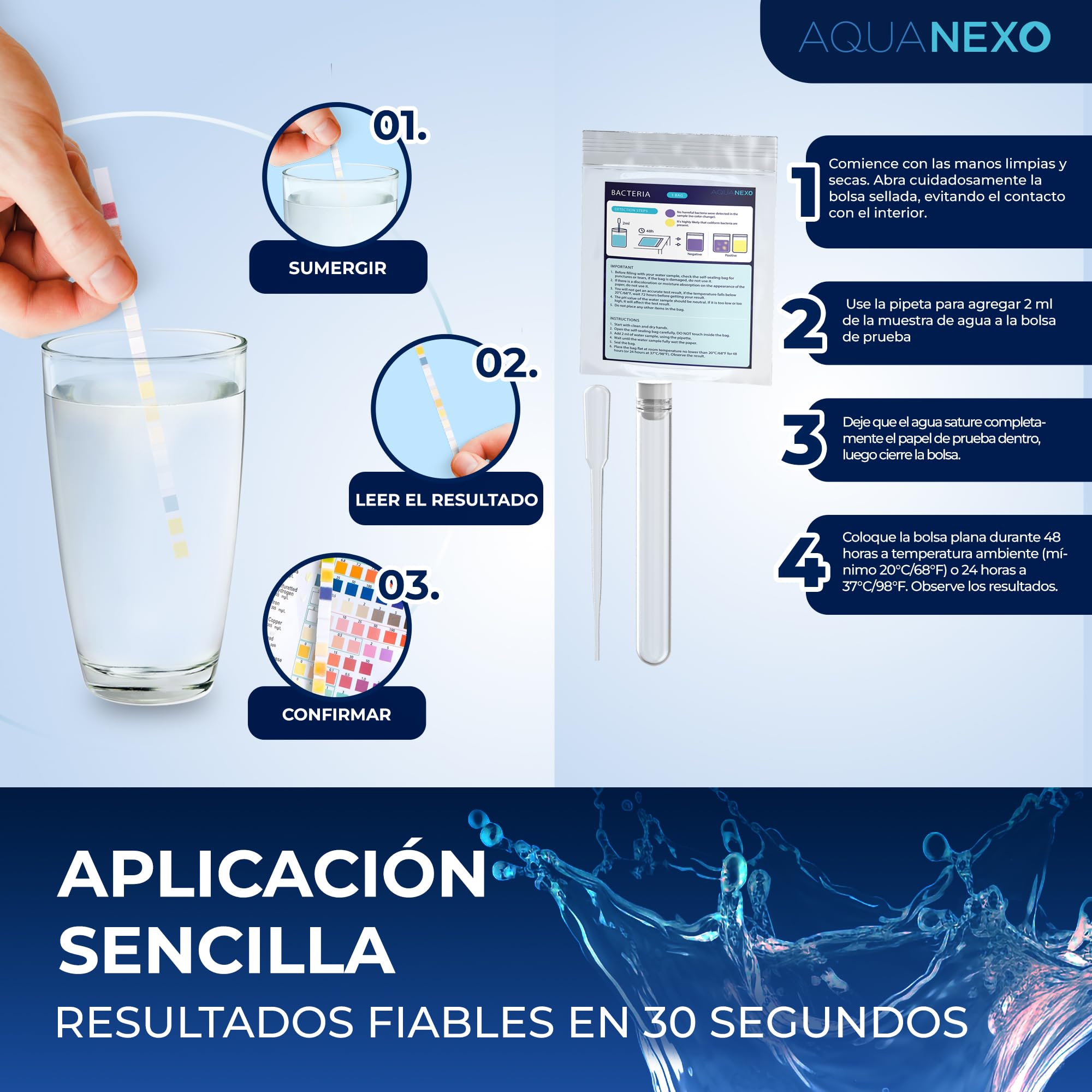 21 parámetros, 125 + 20 tiras de prueba de agua potable + 2 x pruebas de bacterias coliformes, tiras de prueba de pH, probador de agua potable, medición de dureza del agua, prueba de dureza