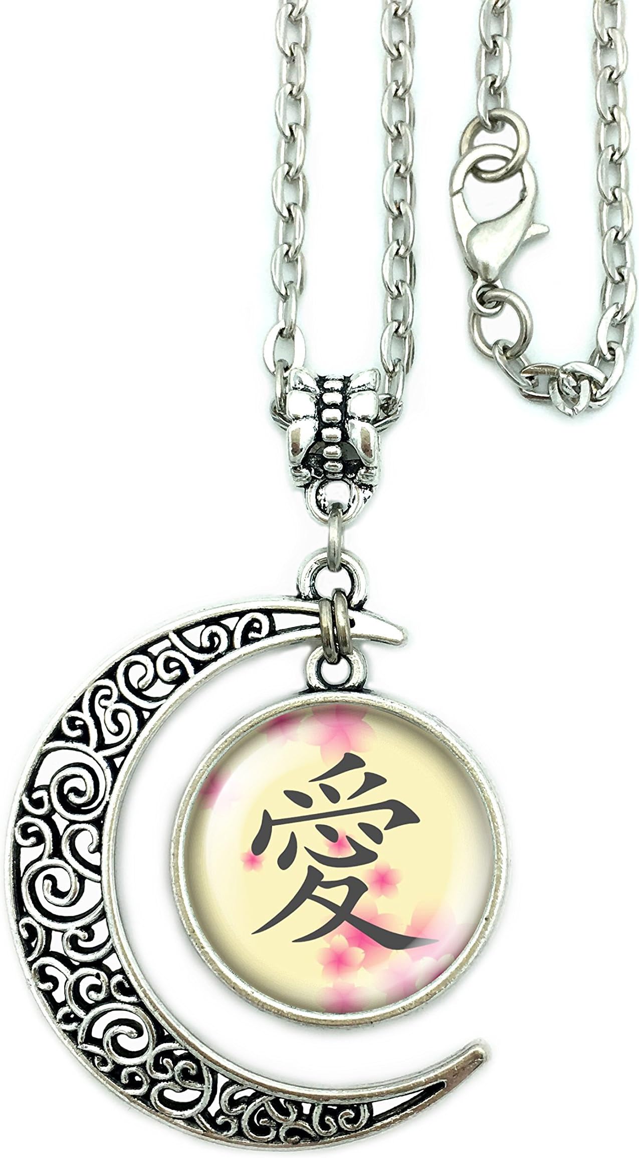 ALNDA Kanji Love Necklace,Japanese Kanji Love Symbol with Chinese Characters for Women