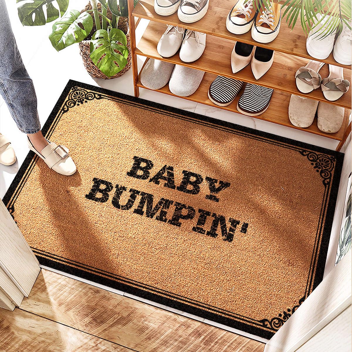 Paillasson en fibre de coco stop saleté tapis de brossage pour seuil de porte 65 x 90 cm