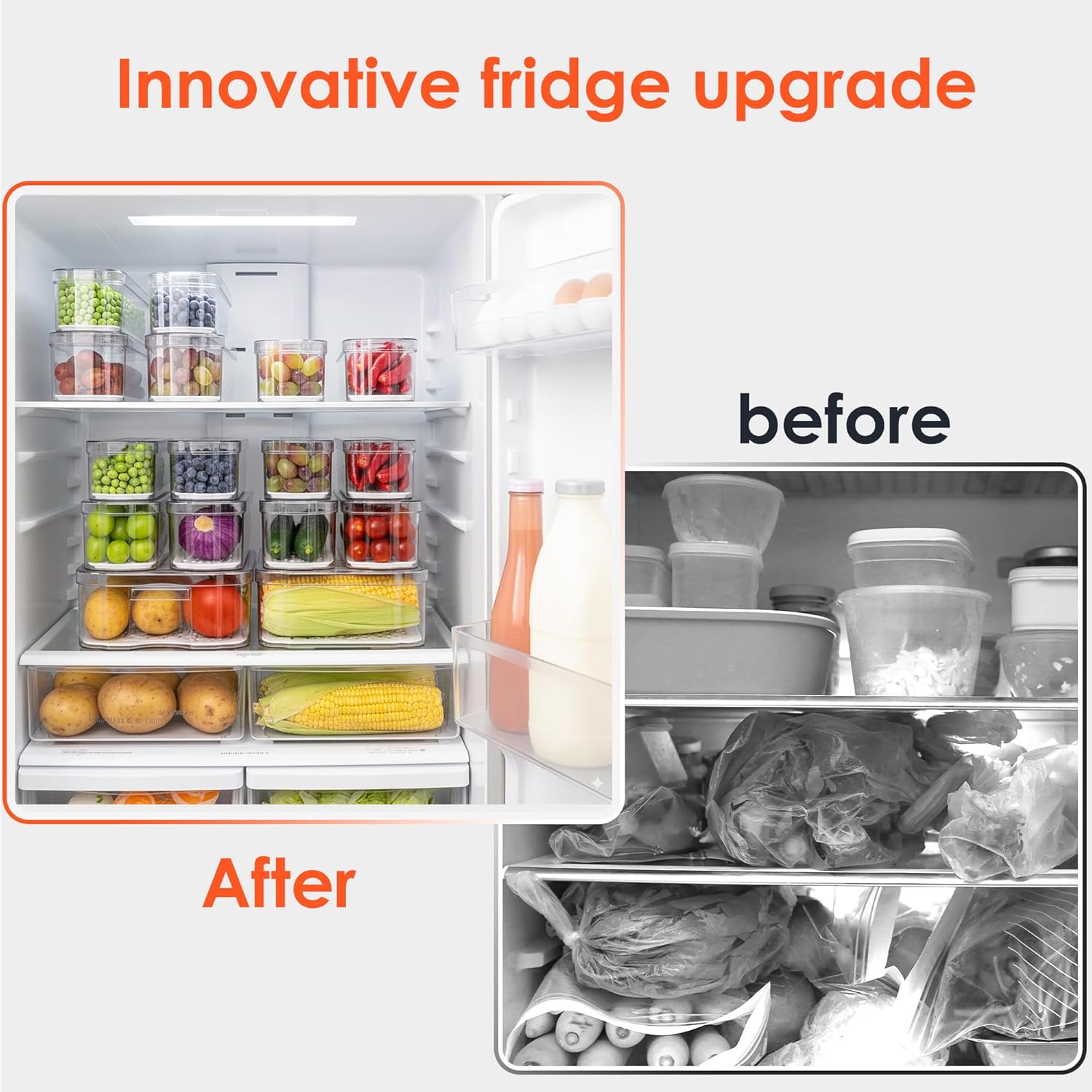 Fridge Organizers and Storage, 10 Pack Clear Freezer Organizer Bins with Lids for Kitchen, Pantry, Refrigerator, Food, Fruit, Vegetable Storage - Image 6