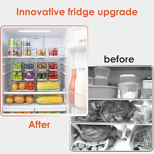 Miniatura 6 de Organizadores y almacenamiento de refrigerador, paquete de 10 cubos organizadores transparentes para congelador con tapas para cocina, despensa,