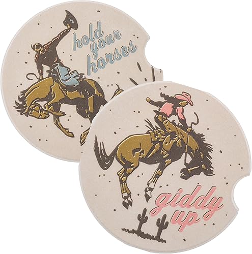 Karma Gifts - Juego de 2 posavasos para automóvil, diseño de vaquero