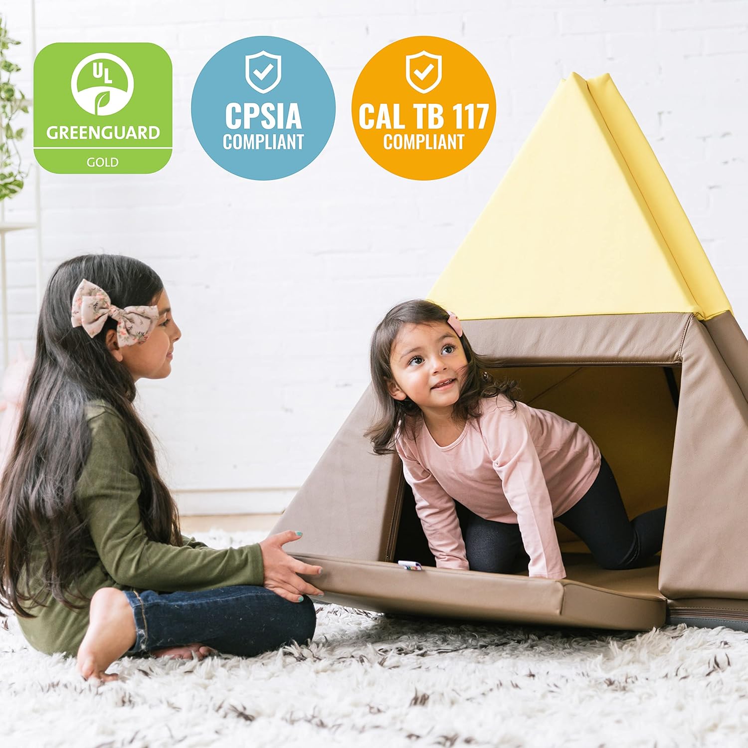 ECR4Kids SoftZone Camp, Canoe and Tumble Too, Folding Playmat, Chocolate/Yellow