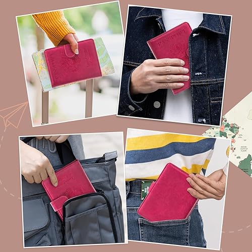 Vista 6 de CoBak Soporte para pasaporte - Guarda pasaportes, tarjetas de crédito, tarjetas de identificación, múltiples bolsillos para almacenamiento.