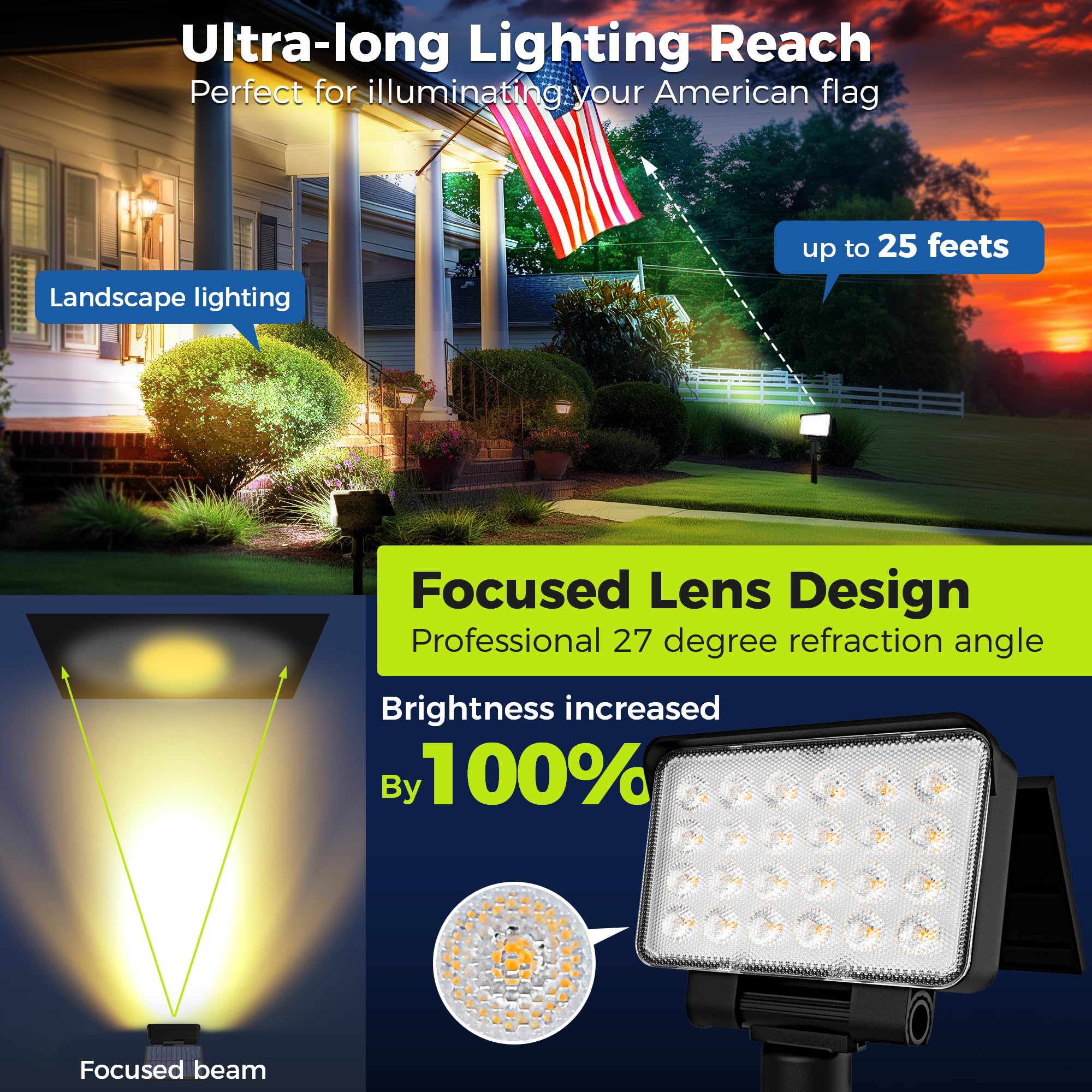 Outdoor S 4-Pack Solar Spot Lights Outdoor - 180 Lumens Warm White IP65 Waterproof Landscape Lighting Solar Light