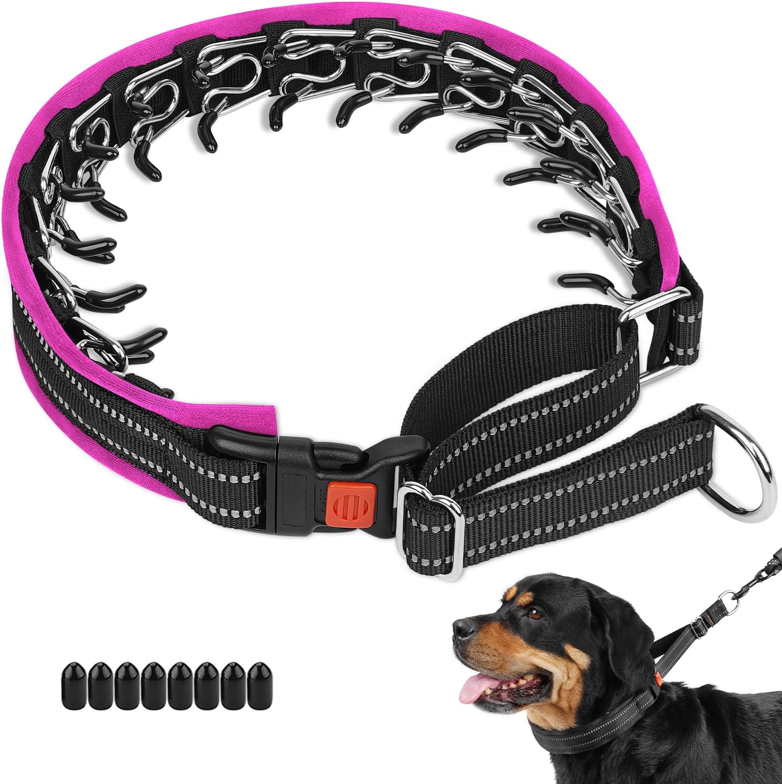Crazy Felix No Pull Martingale Collar for Large Medium Small Dogs Pitbull German Shepherd Doberman, Dog Collar Anti Pull with Buckle for Training Walking, Reflective, Adjustable(Hot Pink, XL)