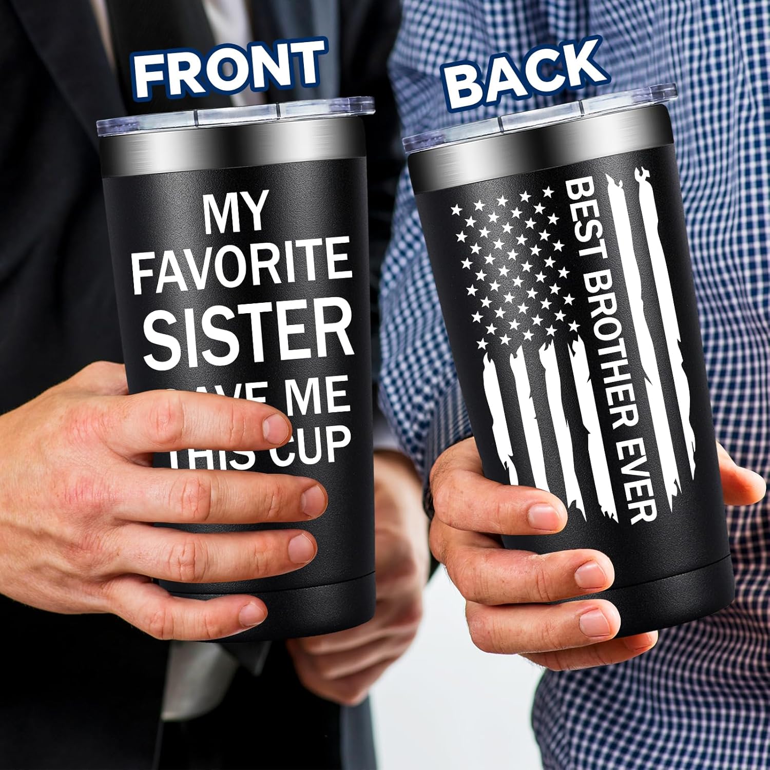 SpenMeta Brother Gifts from Sister - Funny Christmas Birthday Gifts for Brothers Adult - Best Brother Ever Gift - 20oz My Favorite Sister Gave Me This Cup - Image 5