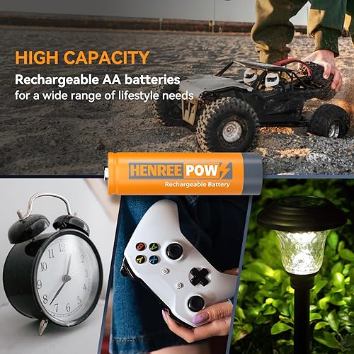 Miniatura 5 de Henreepow Batería AA recargable Ni-MH, batería recargable AA de 1.2 V, batería de alta capacidad y larga duración, utilizada principalmente para