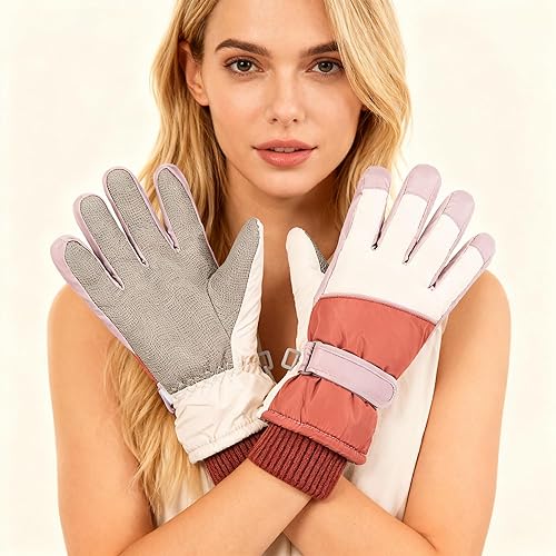 Miniatura 2 de Guantes de esquí para mujer, para pantalla táctil, resistentes al viento y al agua, guantes térmicos de invierno para nieve, esquí, ciclismo,