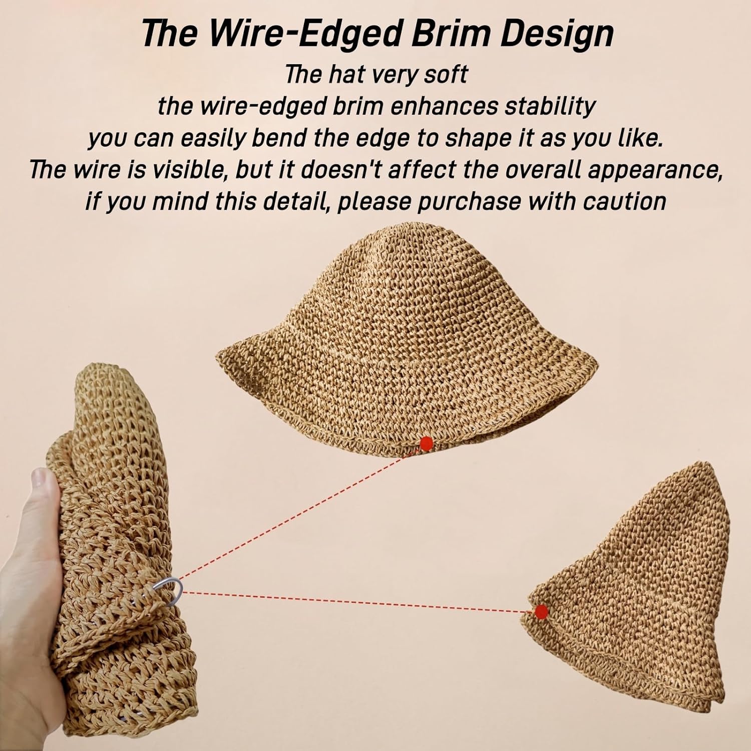 Floppy Big Beach Straw Hats for Women Foldable Summer Wide Brim Packable Sun Hat Womens Travel Straw Fedora Hat - Image 5