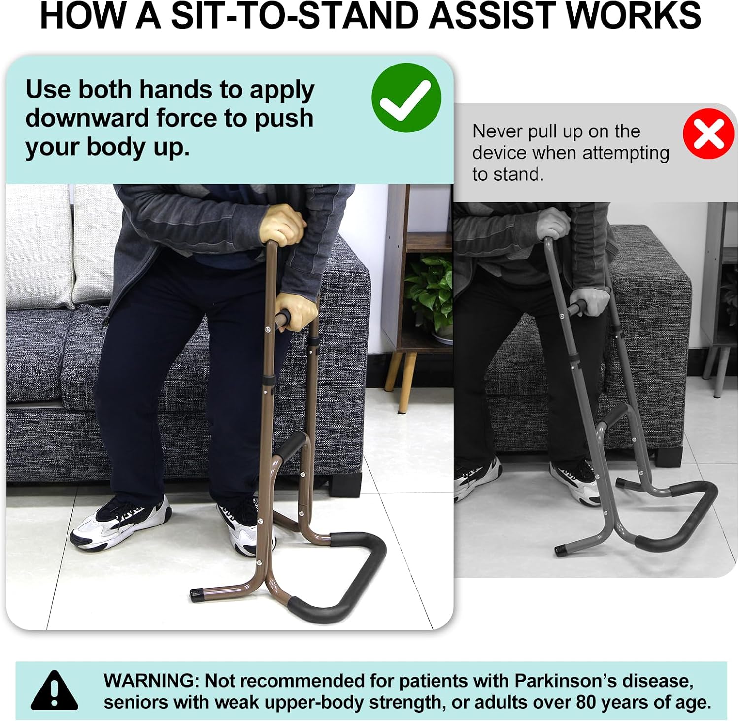 EasyVibe Stand Assist Aid for Elderly & Couch Stand Assist - Adjustable Sit to Stand Lift for Seniors with Anti-Tip Wide Base, Portable Chair Assist Handle, Safety Mobility Support for Handicap