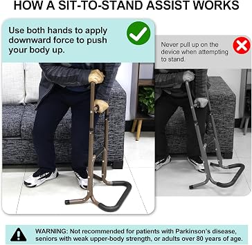 EasyVibe Stand Assist Aid for Elderly & Couch Stand Assist - Adjustable Sit to Stand Lift for Seniors with Anti-Tip Wide Base, Portable Chair Assist Handle, Safety Mobility Support for Handicap