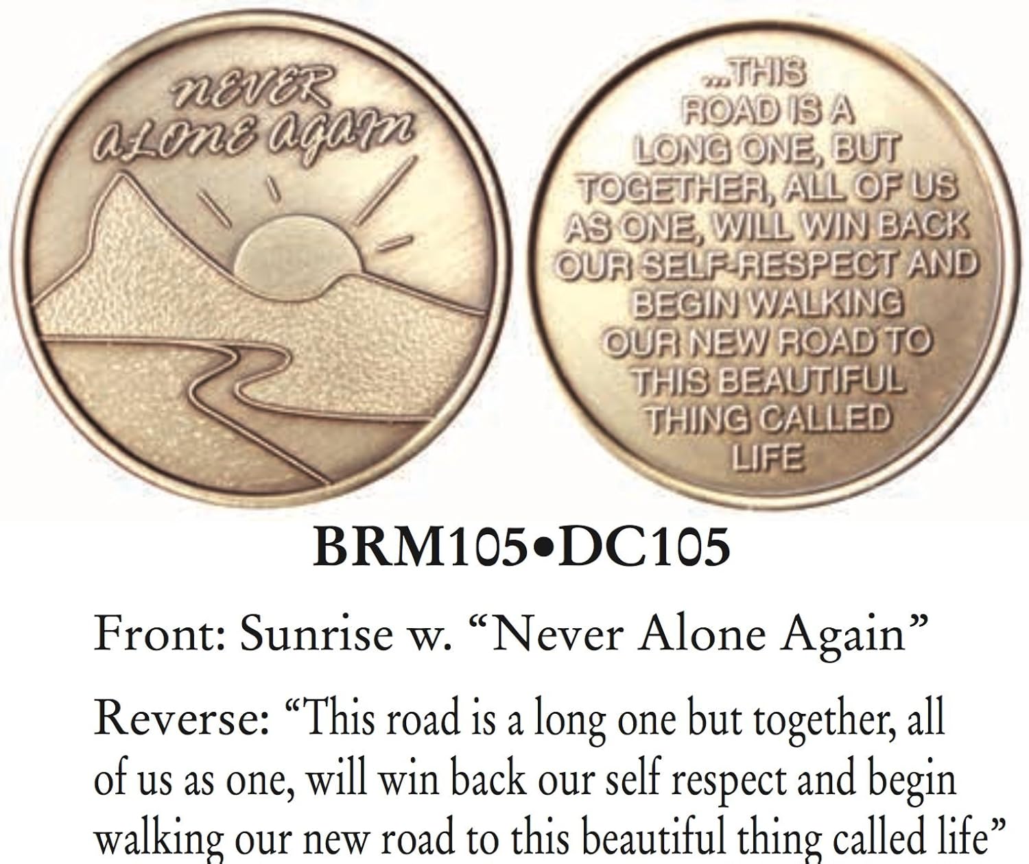 wendells Bulk Lot of 25 Never Alone Again Sunrise River Bronze AA Medallion Chip Set