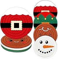 Vista 10 de Posavasos de otoño de Acción de Gracias de Whaline Hojas de arce hechas a mano trenzadas de algodón para bebidas, naranja y amarillo