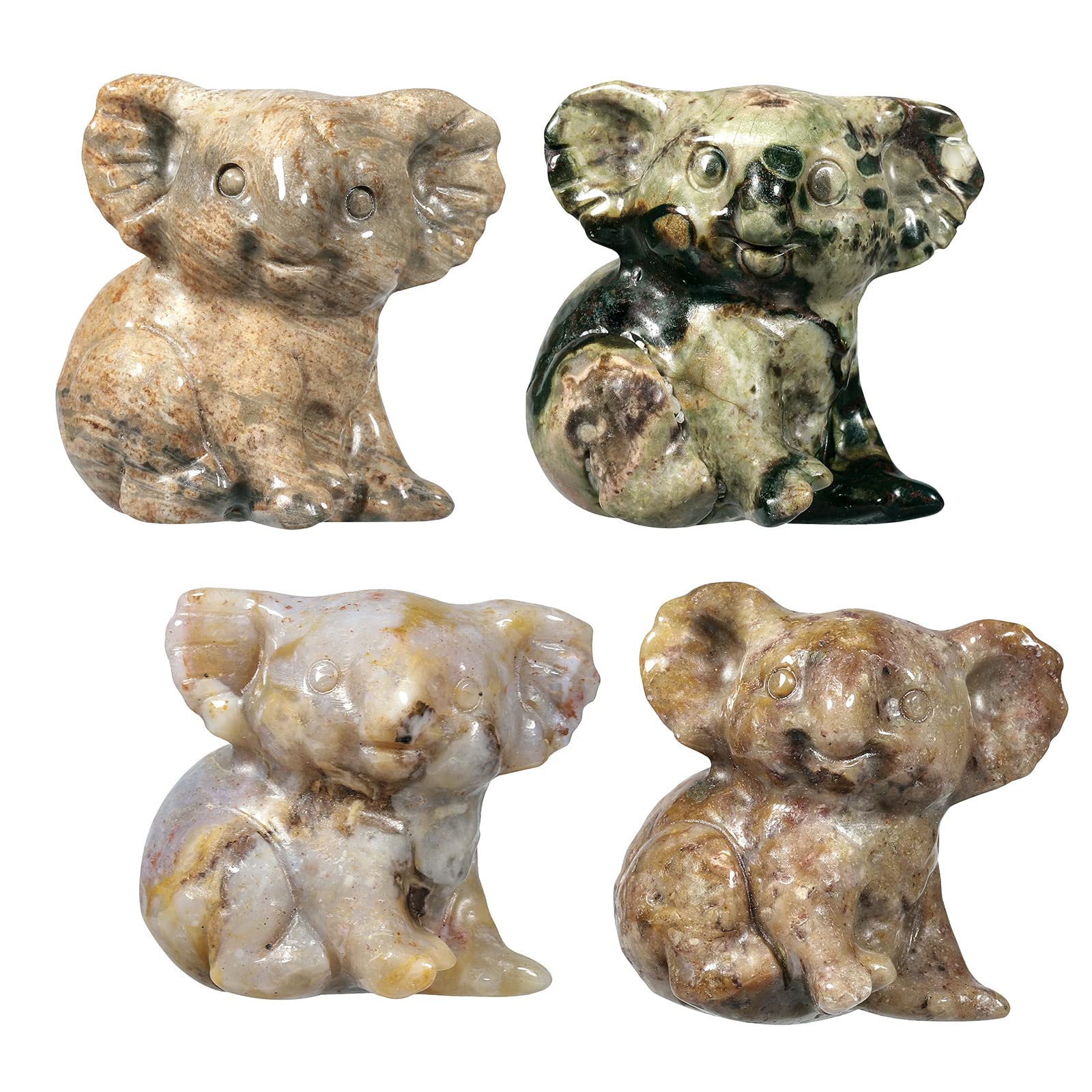 Nupuyai 2pcs Ocean Agate Mini Crystal Stone Statue Carved Animal Kangaroo Set - Image 3