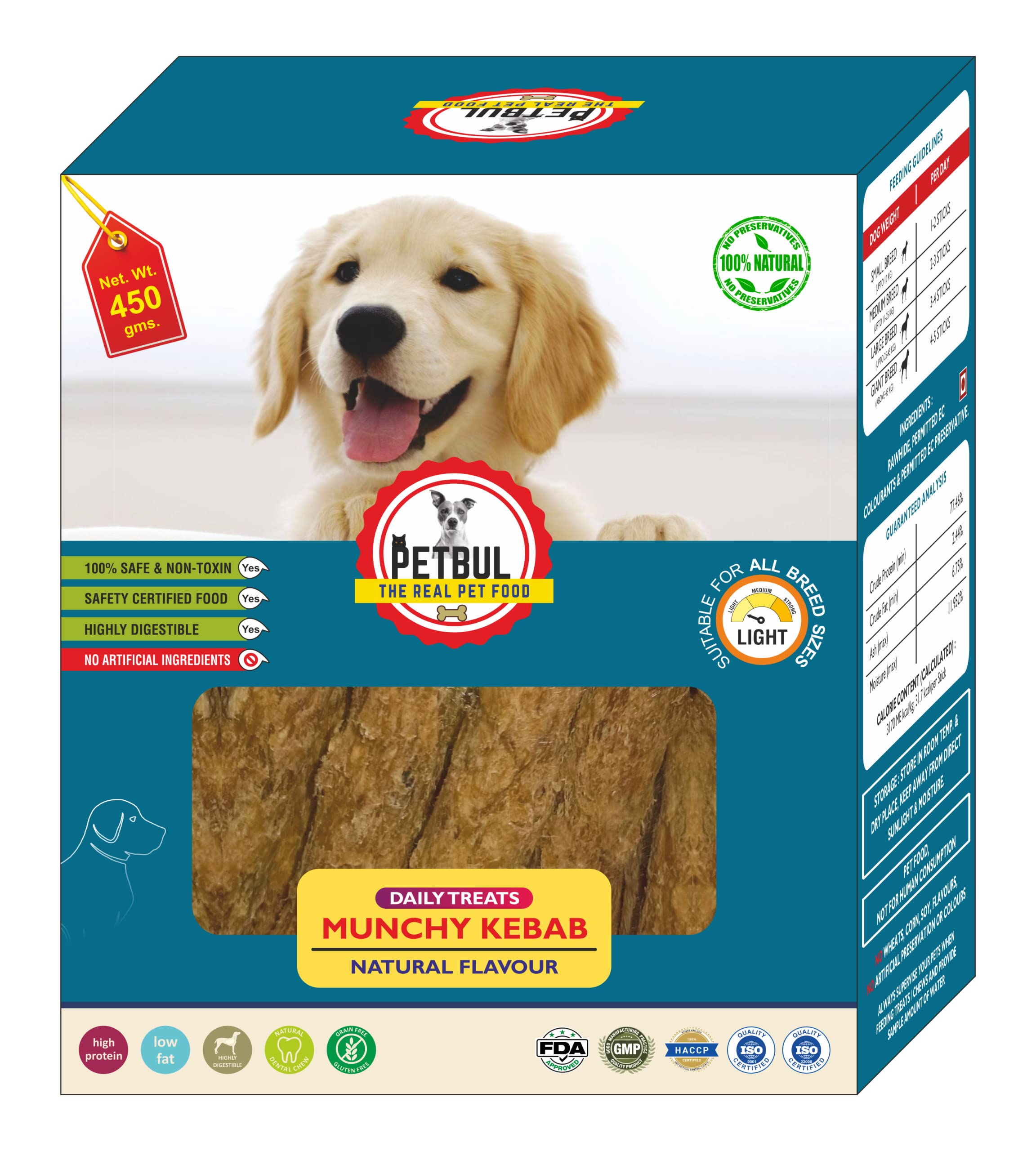 Petbul Munchy Kebab Natural Flavour Dog chew 450gm (B0BMQ5XPFV) Amazon Price History, Amazon Price Tracker