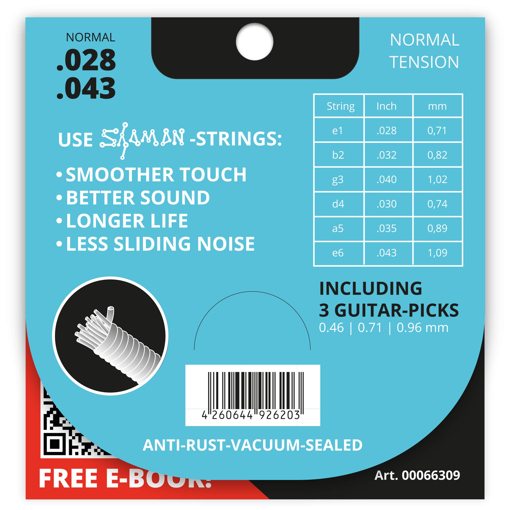 Shaman Gitarrensaiten für Konzertgitarre - 10 Satz Premium Nylon Saiten für klassische Gitarre und Akustikgitarre - 6+2 Saiten-Set inklusive 3 Plektren, D-Saite und extra hohe E-Saite