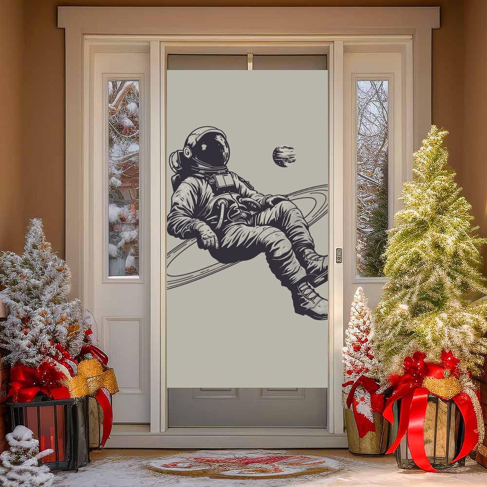 NTVOWPZO Astronauts and Saturn Door Curtains for Doorway Privacy Dividers Door Banner Blackout Curtains Fabric Door Window Curtain for Home Bedroom Kitchen Decor 35.4x70.9 in Decorative Banner