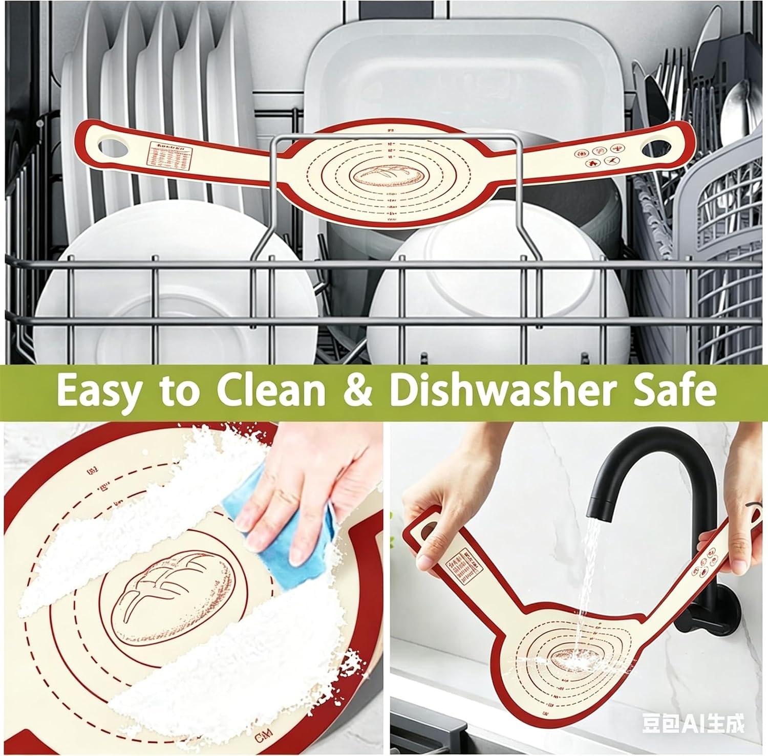 Red Silicone Bread Sling，Easy to Clean，2Pcs Non-Stick Reusable Bread Sling for Sourdough Tools ＆ Accessories(Round+Oval)
