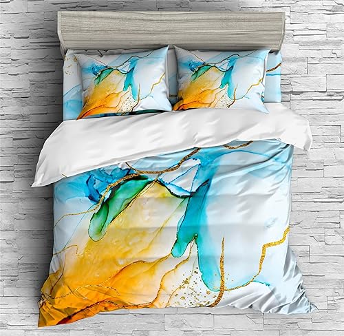 Miniatura 5 de REALIN Marble Prints Duvet Cover Set Color Swirl Marble Prints Bedding Girl Boy Kids Bed Sets 234PCS Quilt CoversSheetsPillow