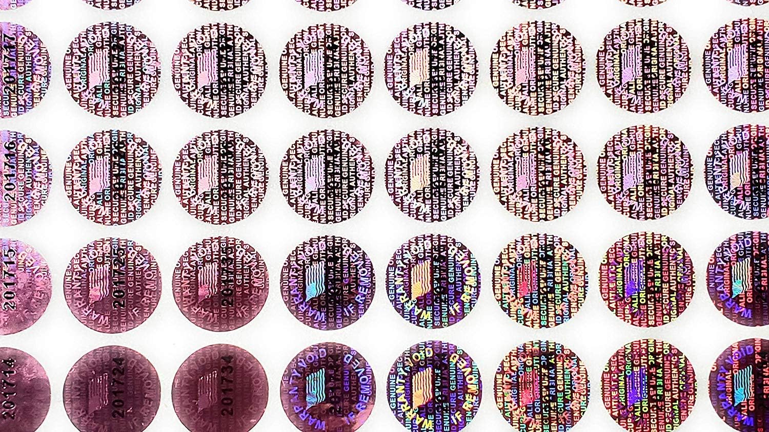 Purple Color 14 MM (0.53 inch) Round with Serial Number Hologram Labels Tamper Evident Stickers Security Void Seals Labels - Dealimax Brand (1000)