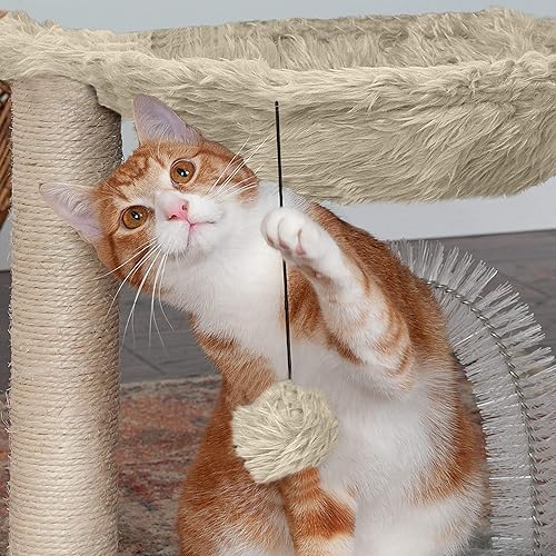 Miniatura 62 de Furhaven - Árbol para gatos, árbol de 59.8 pulgadas de alto para gatos de interior, con postes rascadores de sisal, condominio y juguetes, torre