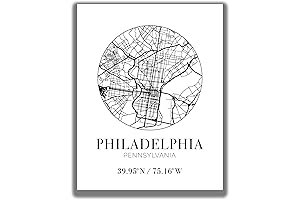 Philadelphia PA City Street Map Wall Art
