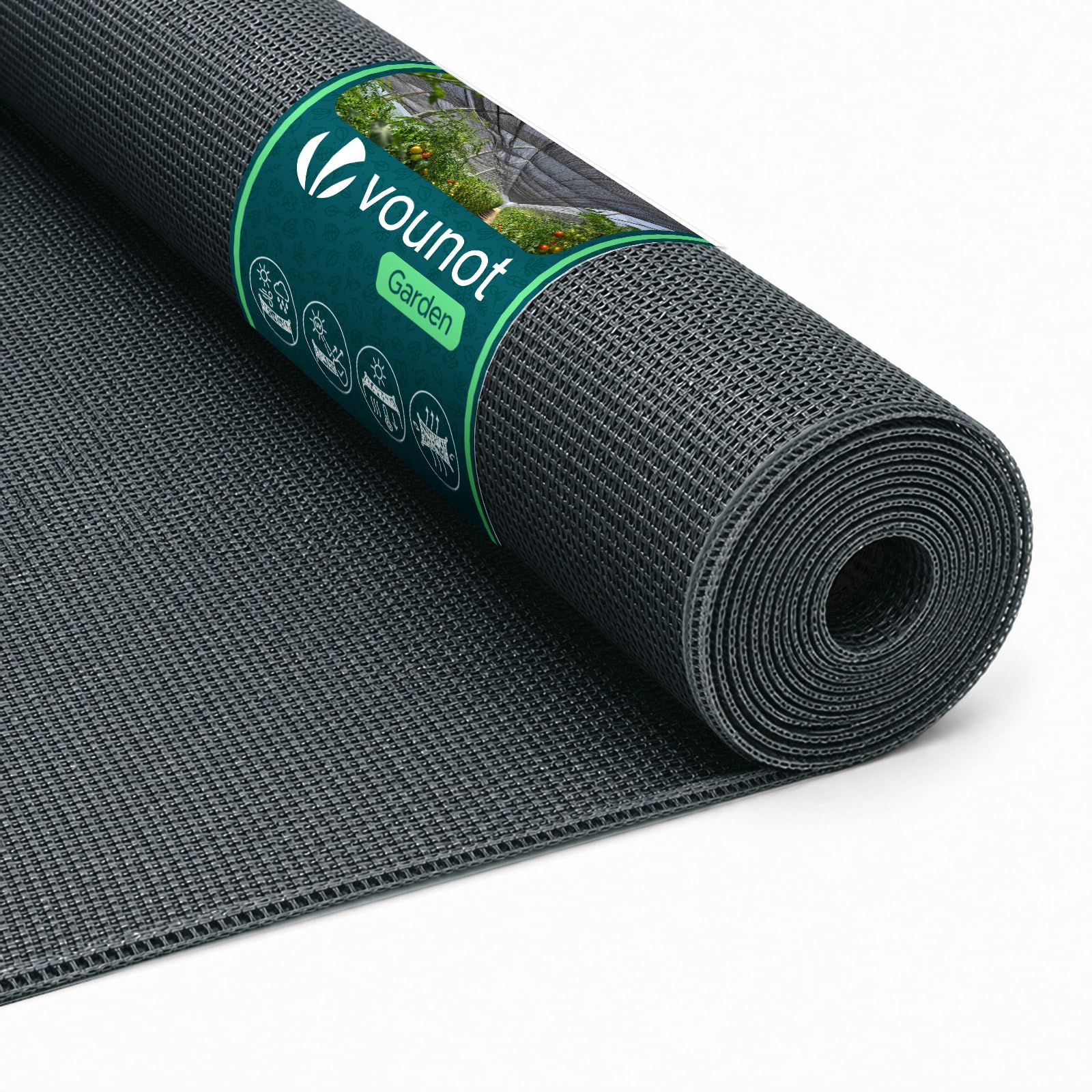 VOUNOT® Rete Ombreggiante per Serra 90 g/m² in HDPE, Rete Parasole Giardino e Orto, Piante Telo Ombreggiante Resistente ai Raggi UV per Tunnel e Pollaio, Facile da Installare, 1,8x20 m, Antracite