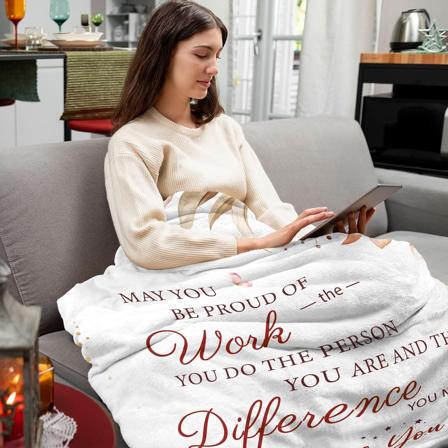 Christmas Employee Gifts, Thank You/Appreciation Gifts for Women Blanket 60"x50", Retirement/Farewell/Going Away/Leaving Gifts for Coworkers Employees Boss Teachers Nurse, Team Gift for Employees - Image 4