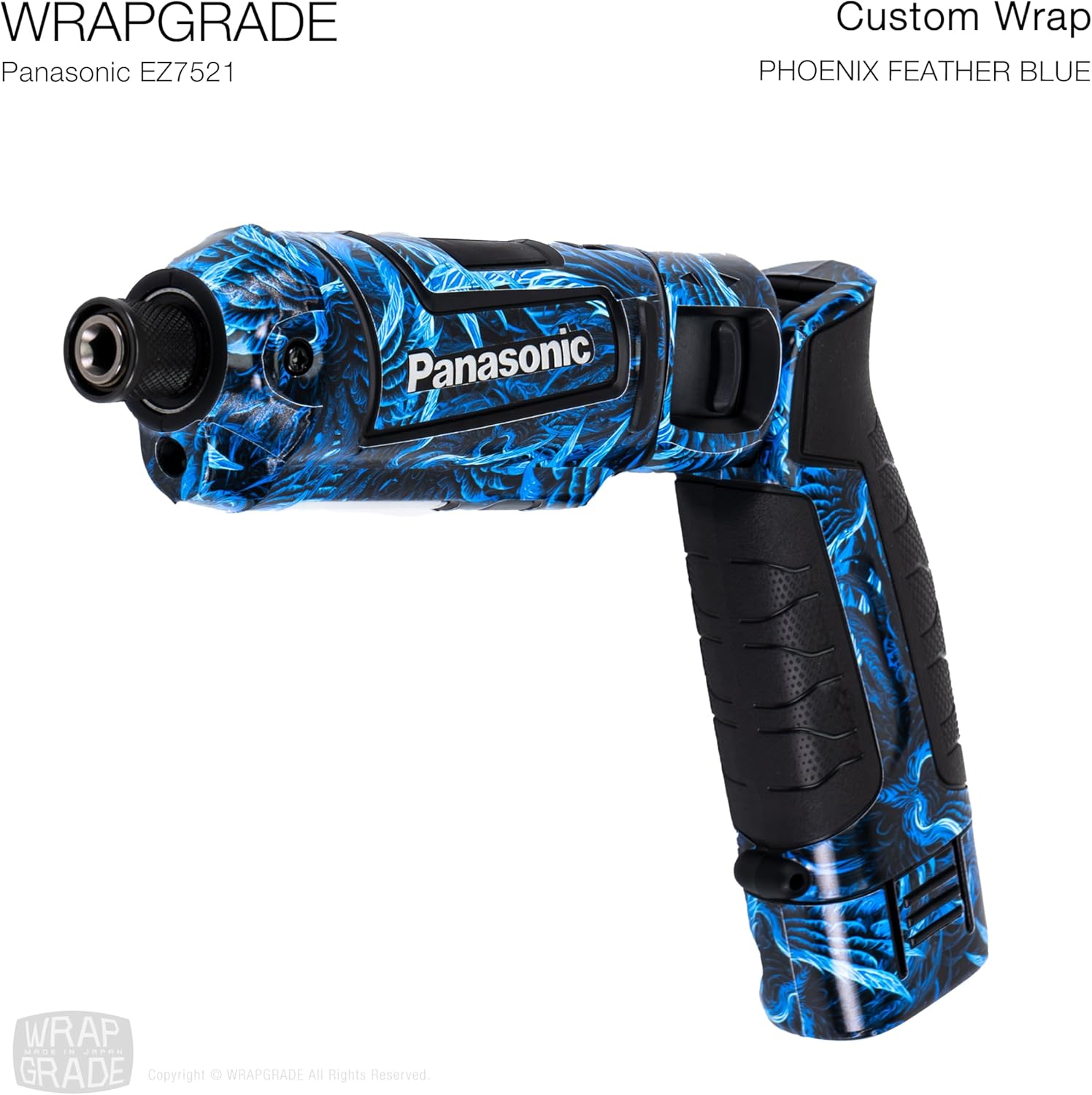 WRAPGRADE Custom Decal Wrap Stickers for Panasonic EZ7521 Impact Driver (Phoenix Feather Blue)