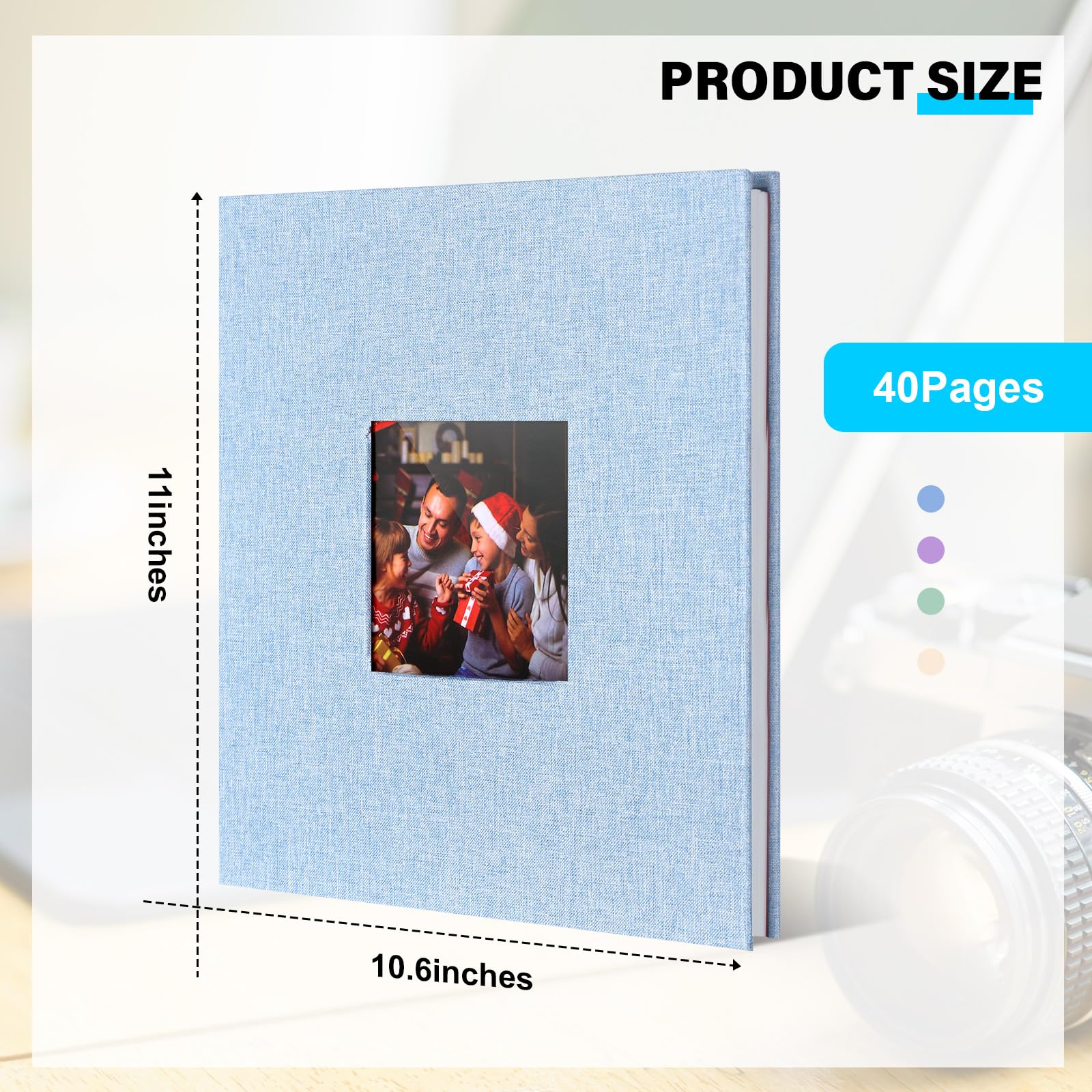 Sieral Großes Fotoalbum, 26,9 x 27,9 cm, selbstklebendes Scrapbook-Album für 10 x 15 cm, 12,7 x 17,8 cm, 20,3 x 25,4 cm, 40 Seiten, DIY-Leinen-Einband, Erinnerungs-Fotobuch für Familie, Reisen