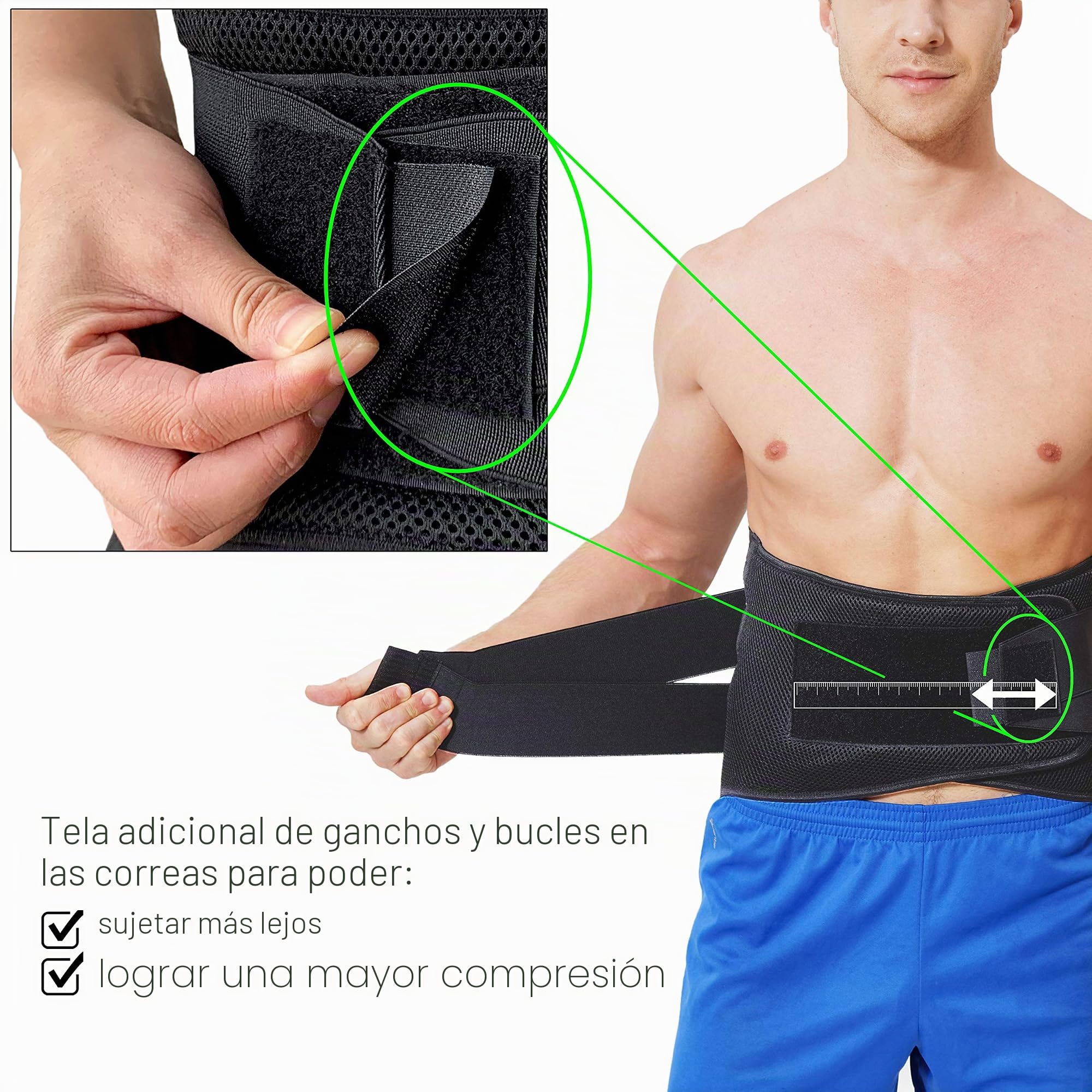NEOtech Care - Faja lumbar - Compresión ajustable - Transpirable - Para Postura, Levantamiento de Pesas (color carbón, M)