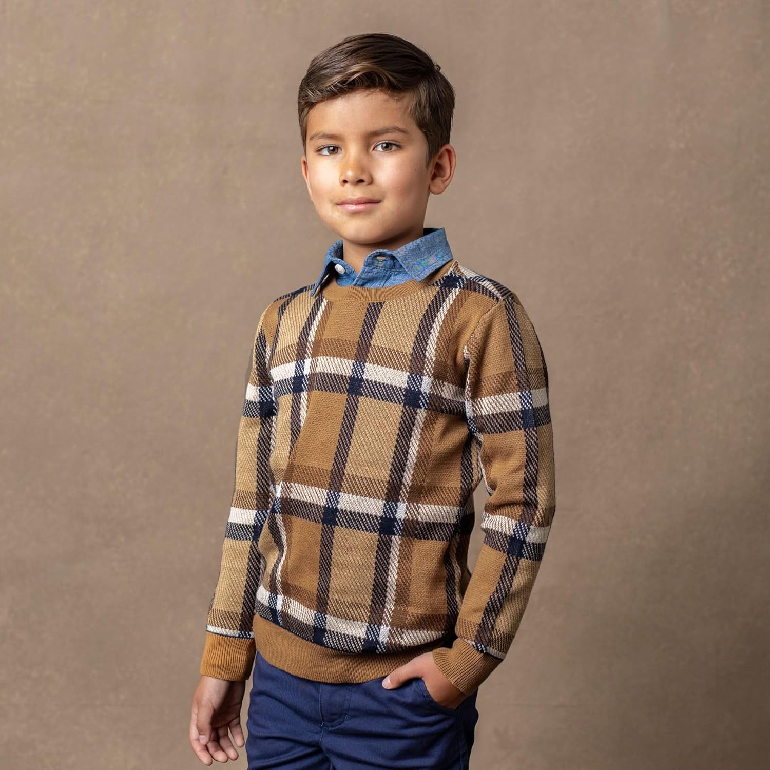 Hope & Henry Boys' Long Sleeve Crew Neck Pullover Sweater