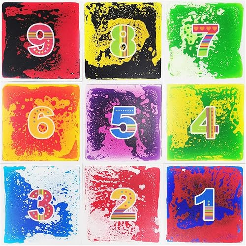 Miniatura 2 de Art3d 10 baldosas sensoriales para habitación de 10 baldosas multicolor, tapete para piso encapsulado líquido para niños, azulejos para piso de