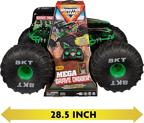 Miniatura 2 de Monster Jam, Camión monstruo oficial Mega Grave Digger todo terreno, más de 2 pies de altura, escala 1:6, juguetes para niños y niñas a partir de 4