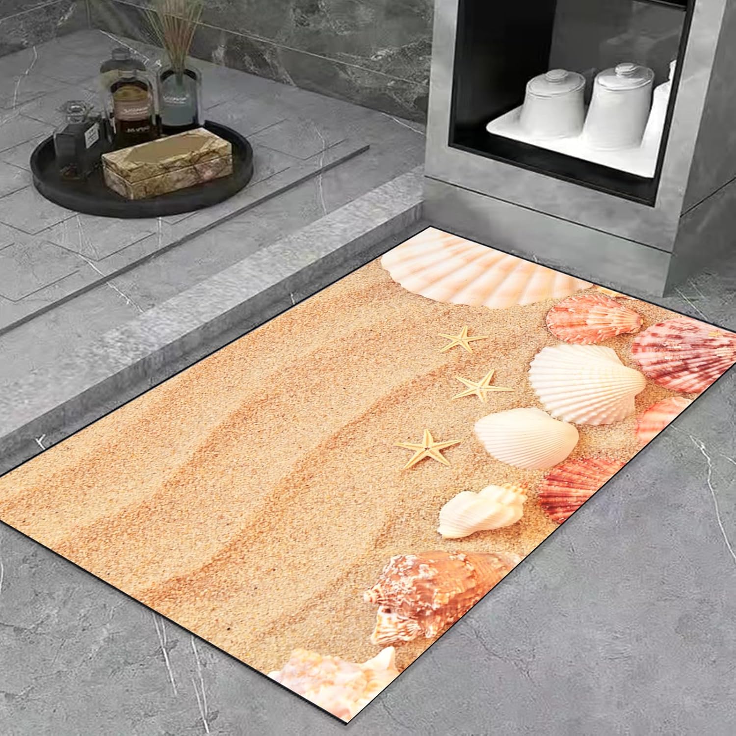 MiZuH Diatomaceous Earth Bath Mat, Rug for Bathroom, Quick Dry Bathtub Mat, Non Slip Bathroom Rugs, Stone Bath Mat Washable(1.7 x 2.6ft)