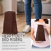 Vista 3 de Utopia Bedding Elevador de cama, elevadores de muebles ajustables de 3 y 5 pulgadas para elevador de muebles combinado de 8 pulgadas, almacenamiento