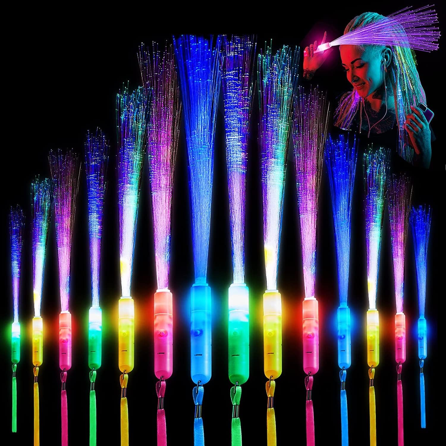 Set 24 Bacchette Luminose Pieghevoli LED Per Feste Di Compleanno Bambini - Tubi Estensibili Con 3 Modalità Di Luce - Regalini E Giochi Per 3-12 Anni - 5