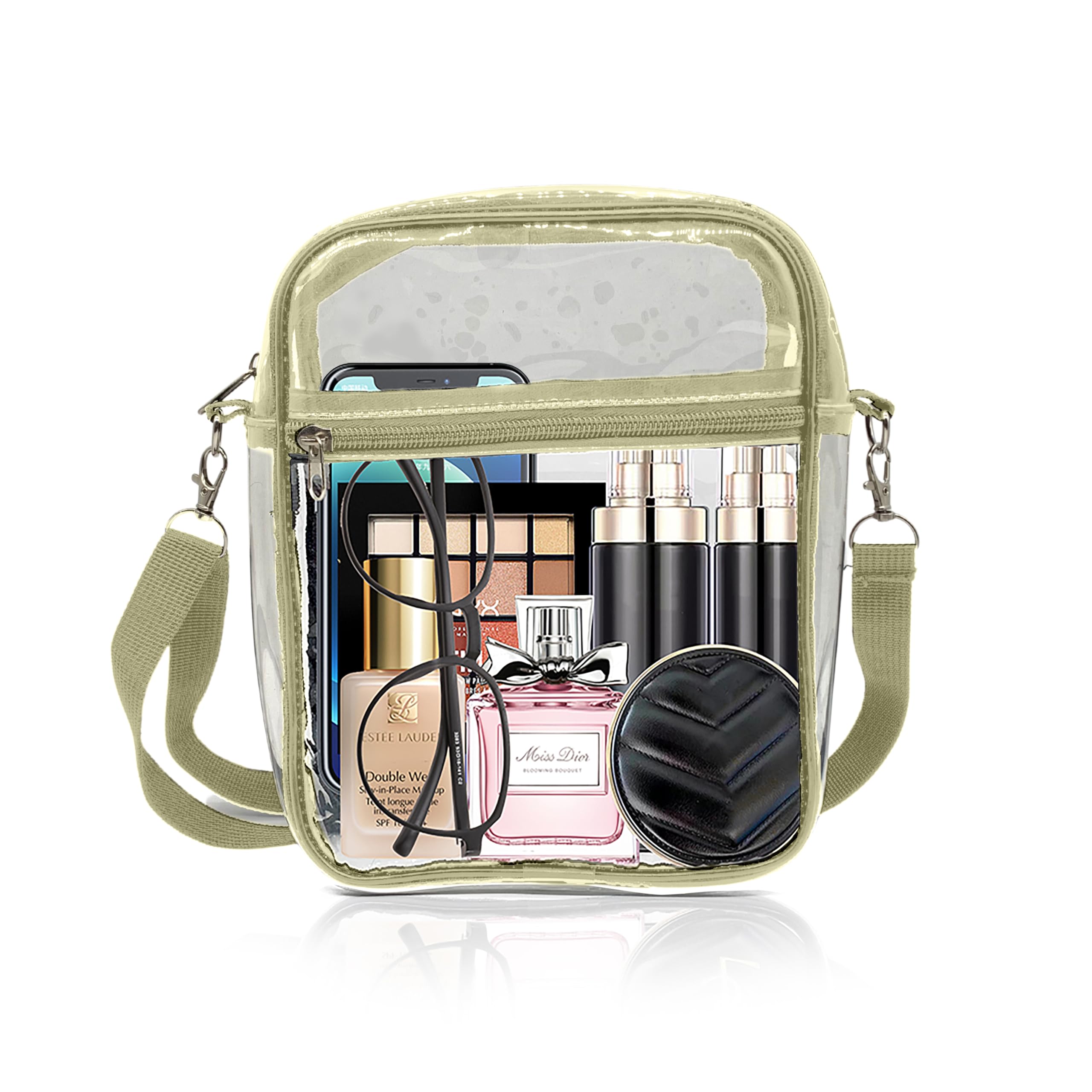 Clear Bag Stadium Approved Clear Purse with Adjustable Strap and 2 Pockets Clear Crossbody Bag for Men and Women