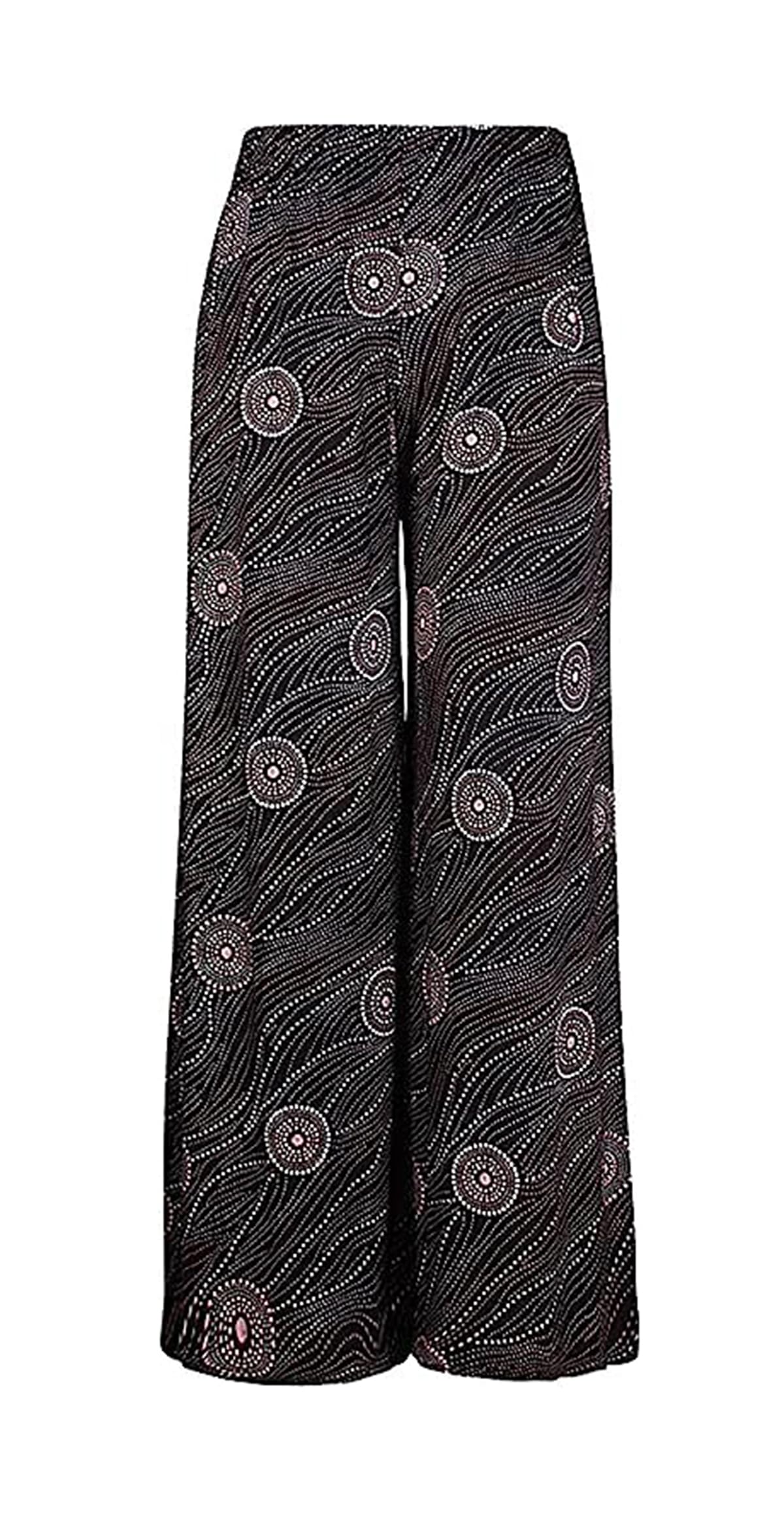 Purple Hanger Women's Big Dotted Circle Plus Size Paisley Spot Print Elasticated Waist Wide Leg Palazzo Pants Trousers (As8, Numeric, Numeric_16, Numeric_18, Regular, Regular, )