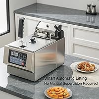 Vista 3 de Mejora tu cocina freidora comercial de un solo toque con elevación automática de cesta, freidora de aceite eléctrica de acero inoxidable de 1800 W