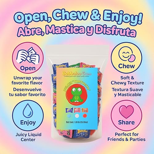 Miniatura 4 de Bubbaloo - Goma de mascar mexicana (Baya azul, Tutti Frutti, fresa) – 1 bolsa de 160 piezas, 10 Cloret's 2 incluidas en bolsa