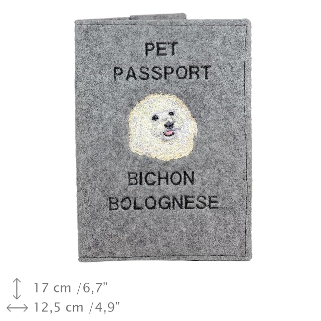 Foto 7 de 7 de Art-Dog Funda para Pasaporte para Perros - Funda de Fieltro Hecha a Mano con Patrón Bordado