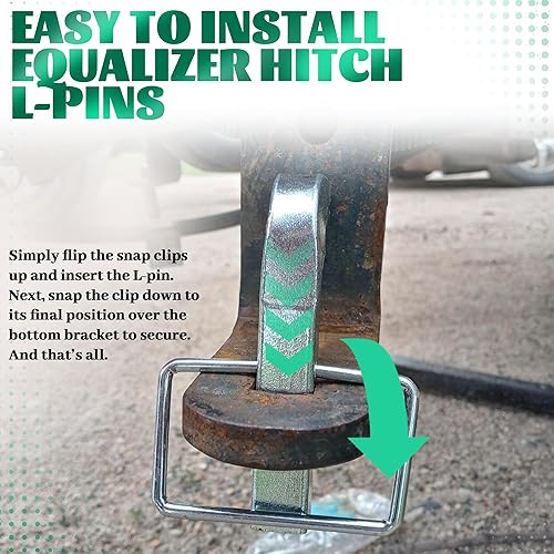 Miniatura 6 de TonGass Paquete de 2 pines L de alta calidad para enganches de distribución de peso, 4 14 pulgadas x 1 34 pulgadas con clips de presión integrados,