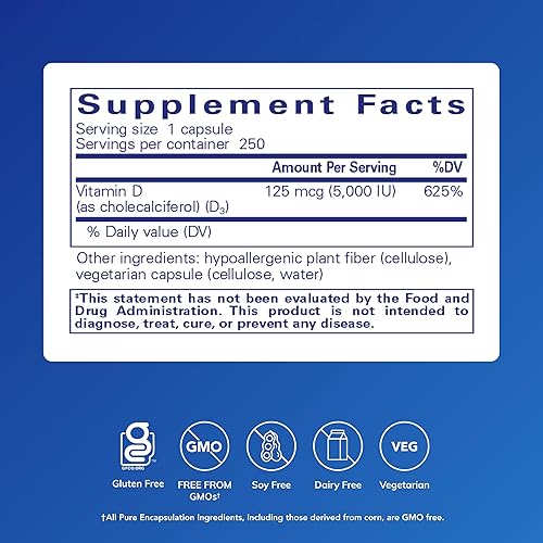 Vista 2 de Cápsulas puras - Vitamina D3 5,000, 0766298013497, 5000 IU, 1