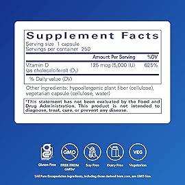 Pure Encapsulations Vitamin D3 125 mcg (5,000 IU) - Supplement to Support Bone, Joint, Breast, Heart, Colon, and Immune Health* - with Vitamin D - 250 Capsules