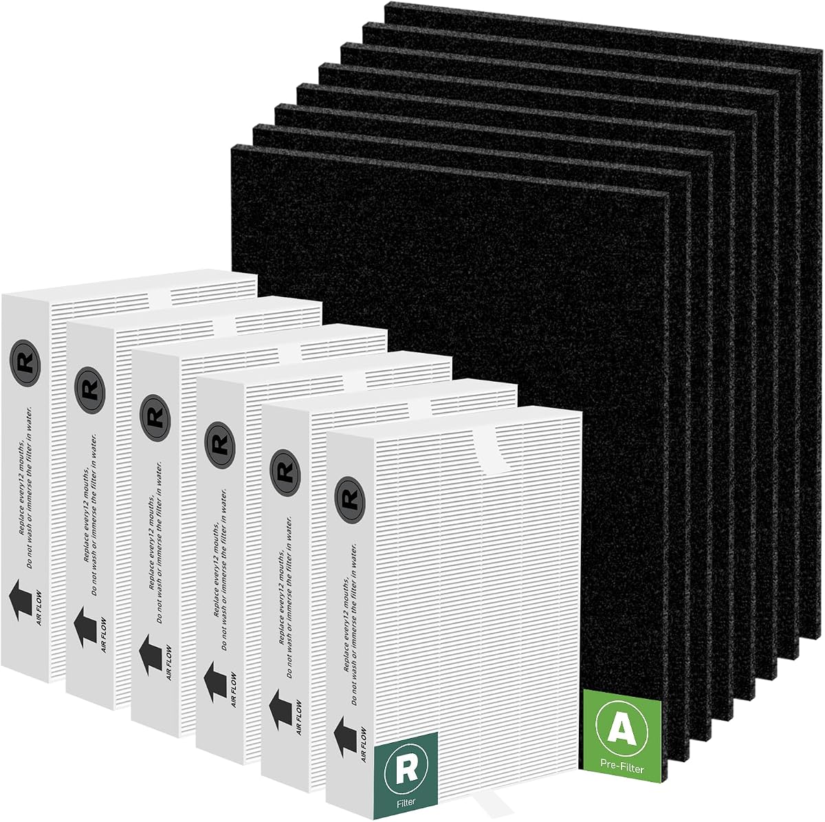 HPA300 HEPA Filter Replacement for Honeywell Air Purifier HPA300 Series HPA304,HPA300VP, HPA3300,HPA5300,6 True HEPA Filter R and 8 Activated Carbon Prefilter A,Compared to HRF-R3