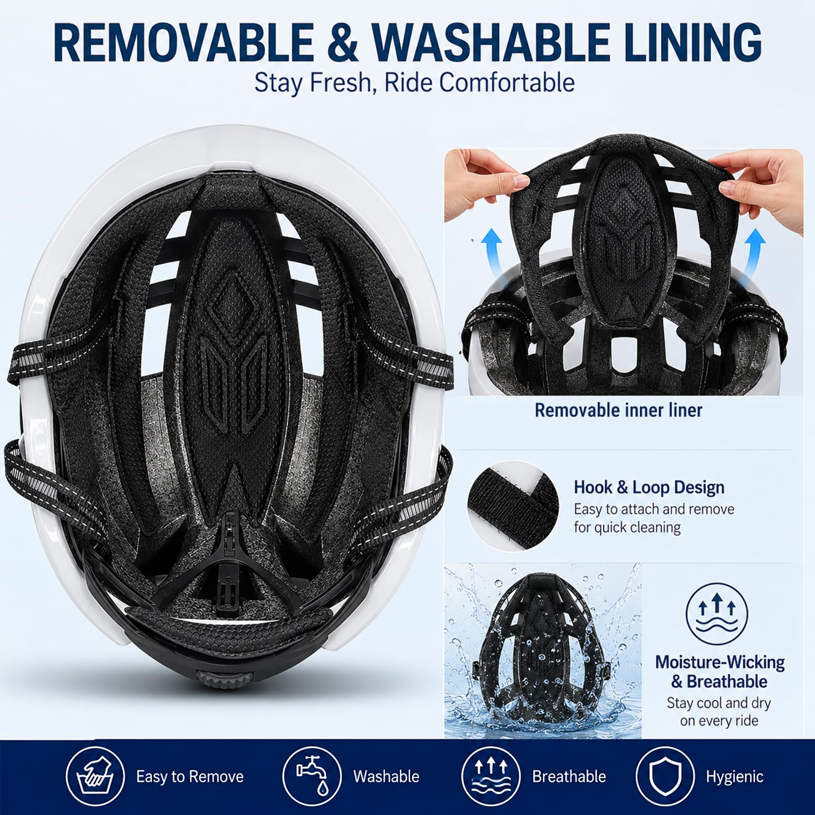 Rennradhelm Erwachsene Unisex Sportiver Fahrradhelm Einstellbarer 58-61cm Aerodynamisches Design mit Großen Belüftungsöffnungen für Damen und Herren, Matt Weiß, L