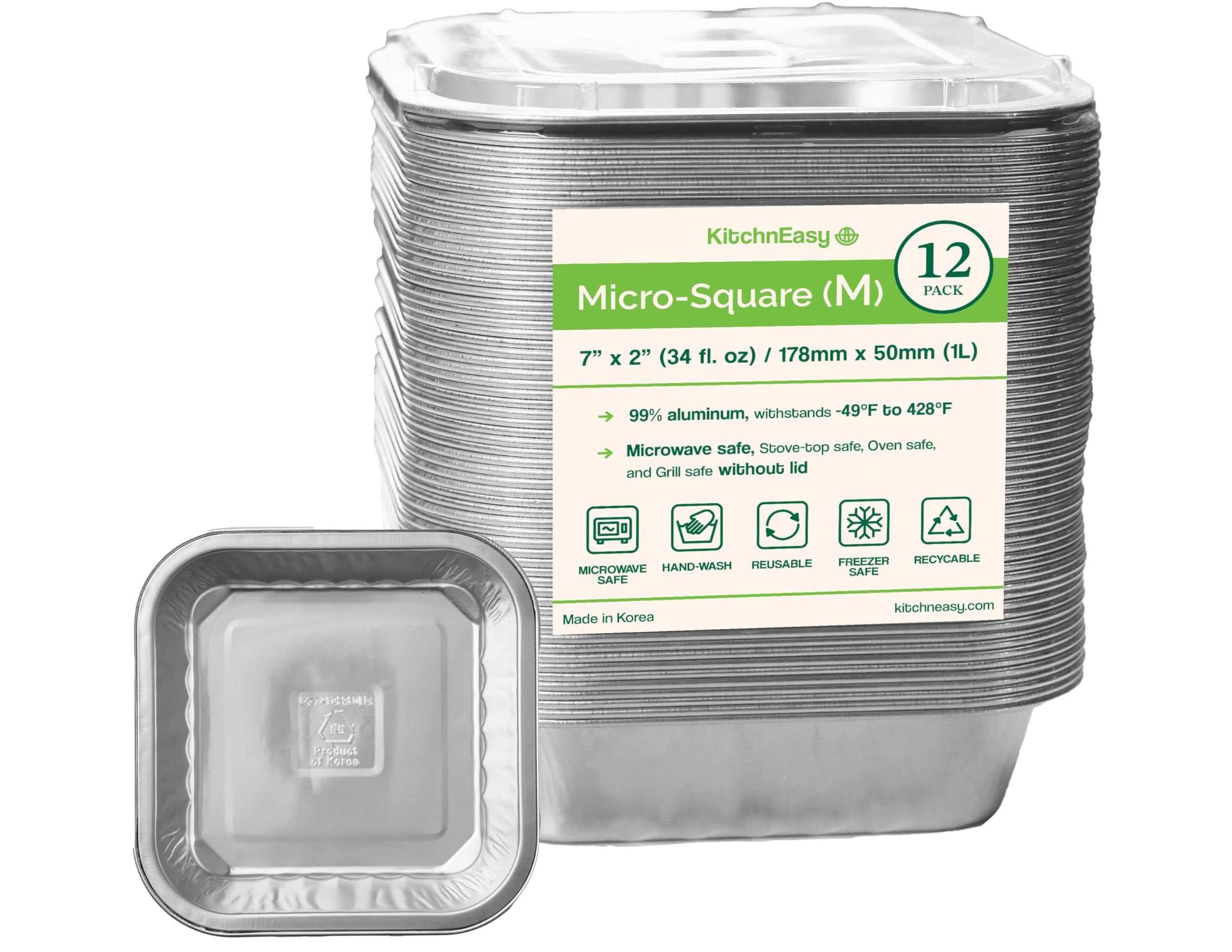 Alfolic - Sartenes De Aluminio De 8 X 8 Pulgadas Con Tapas, Paquete De 30 Sartenes Desechables De Papel De Aluminio Cuadradas Para Hornear Con Tapas